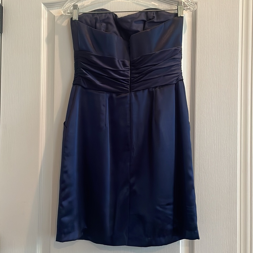 Navy Blue Dress - Satin with Pockets - Picture 2 of 2